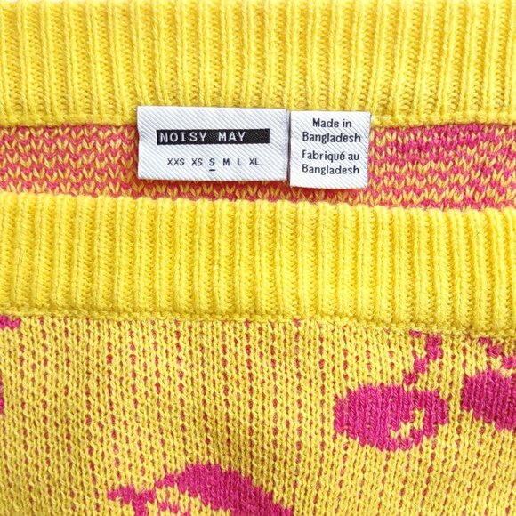 Noisy May Knit Crop Top Whimsical Girlhood Cherries Fruit Edgy Indie Size Small - Picture 4 of 5